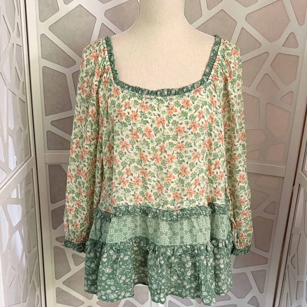 Cato Green Floral Blouse